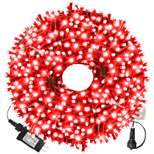 Rynx | Xtf2015 105Ft 300 Led Christmas Light Chains, End-to-End Plug 8 Modes Christmas Stockings - Ul Certified - Outdoor Indoor Fairy Light Sources Christmas Tree, Patio, Garden, Party, Wedding, Holiday (Red)