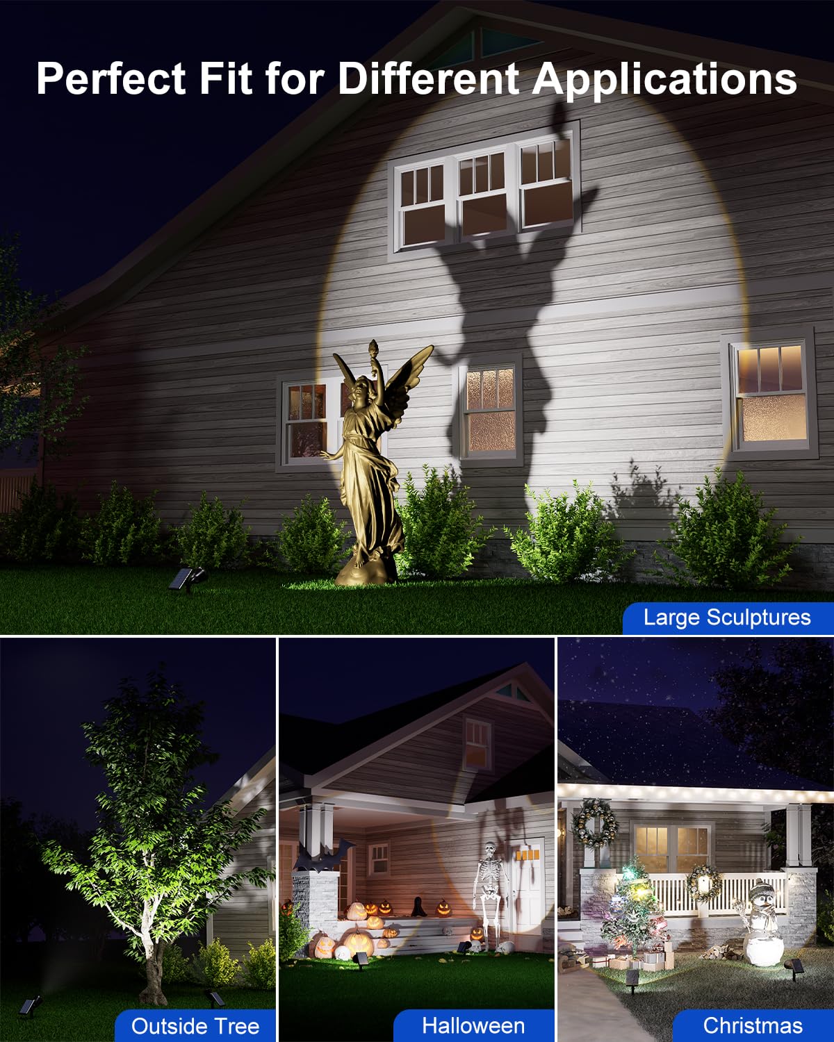 Rynx | Falove Solar-Powered LED Spotlight - Waterproof Uplight For Trees, Lawn, Garden, Cool White