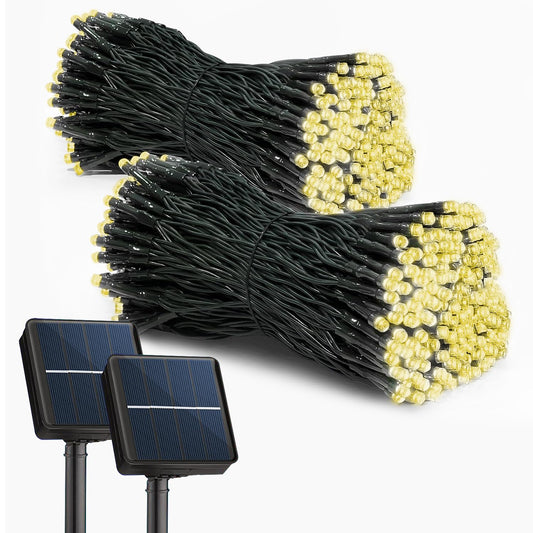 Rynx | Solar String Lights 2 Pack, Outdoor Lights Total 400 Led 44M Solar Christmas Lights, 8 Modes Solar Lights Outdoor Waterproof For Tree Patio Garden Christmas Decoration (Warm White)