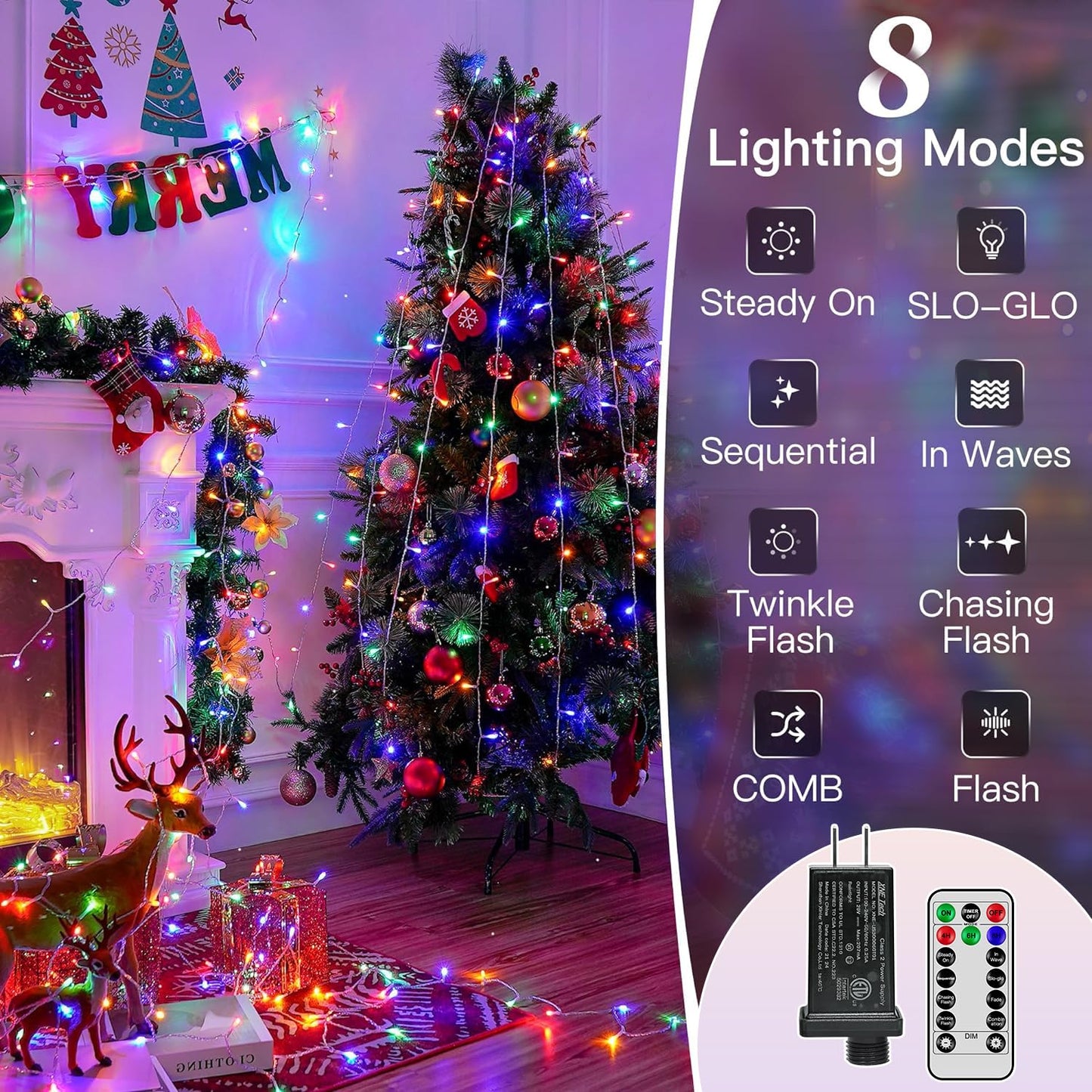 Rynx | Shineshine 600Led Christmas lights Outdoor, Waterproof, 8 Modes, Remote Control, Multicolor