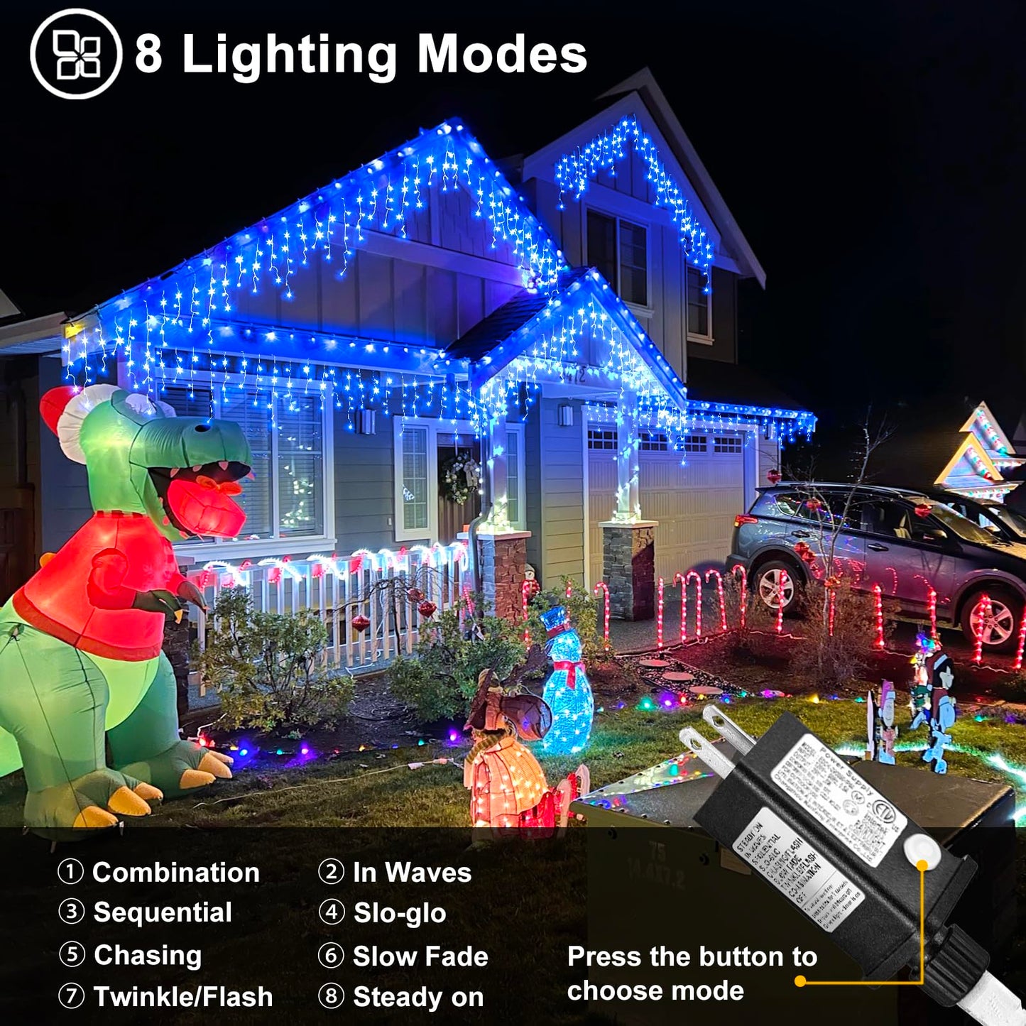 Rynx | Nielfoi 33Ft 400 Led Blue Iconic Fairy Lights - Waterproof Timer For Holiday Indoor/Outdoor Decor