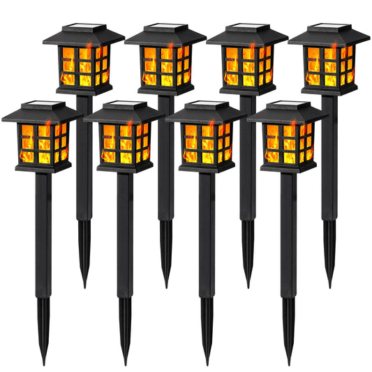 Rynx | Gigalumi Solar Light For Outside, 8 Pack Flaming LED Solar Outdoor Lights, Waterproof Solar Garden Lights Lasting 10 Hours With Illumination For Christmas, Garden, Landscaping, Pathway, Farm, Terrace