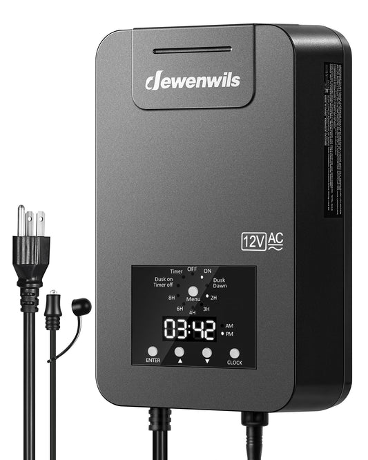 Rynx | Dewenwils 200W Low Voltage Landscape Transformer with Photocell Sensor & Timer, 120V Ac to 12V/14V Ac, Weather Resistant Outdoor Landscape