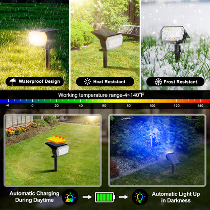 Rynx | Axduwab Sun Color Change Light, 59Led Rgb, 9 Modes, Waterproof, 6 Pack Outdoor Spotlights