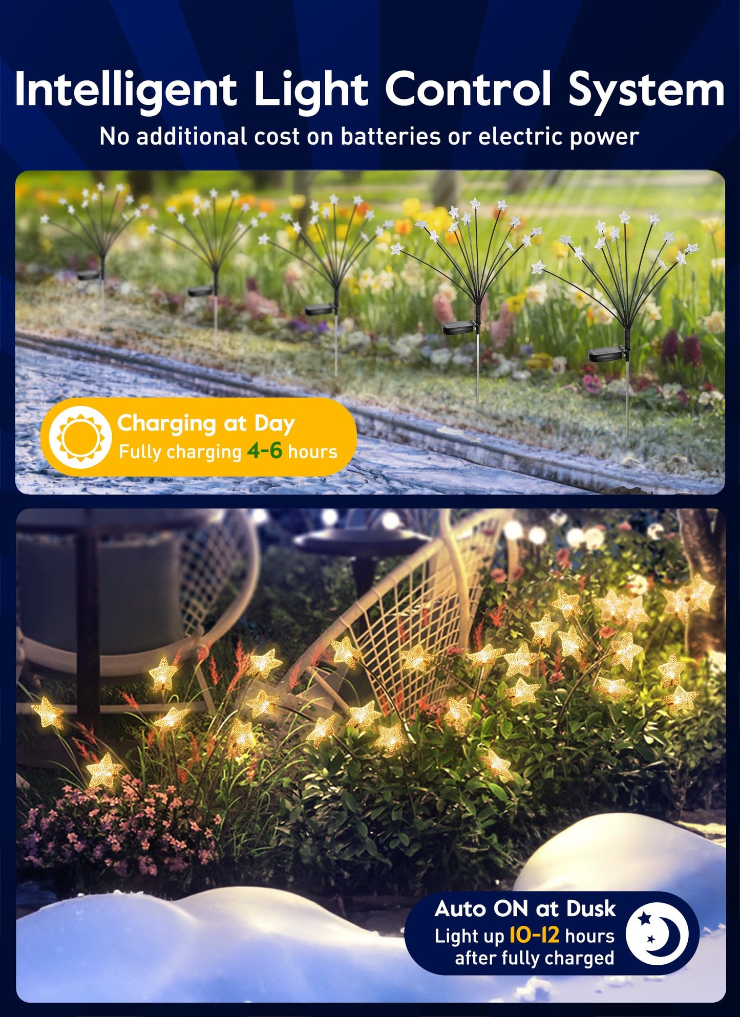 Rynx | Brightown Star Christmas Path Light - 4-Pack 48 LED Solar Garden Light, Waterproof, Warm White