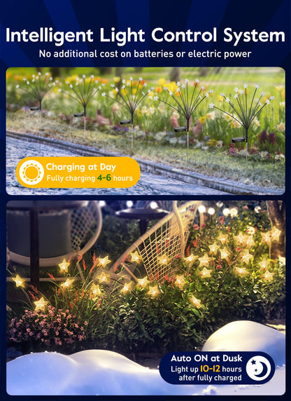 Rynx | Brightown Star Christmas Path Light - 4-Pack 48 LED Solar Garden Light, Waterproof, Warm White