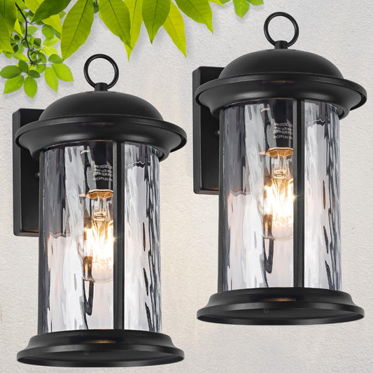 Rynx | Brilvibera 2 Pack Outdoor Waterproof Wall Lamp With Clear Glass Shade, Anti-Rust Porch Lights For Outdoor Use With E26 Socket