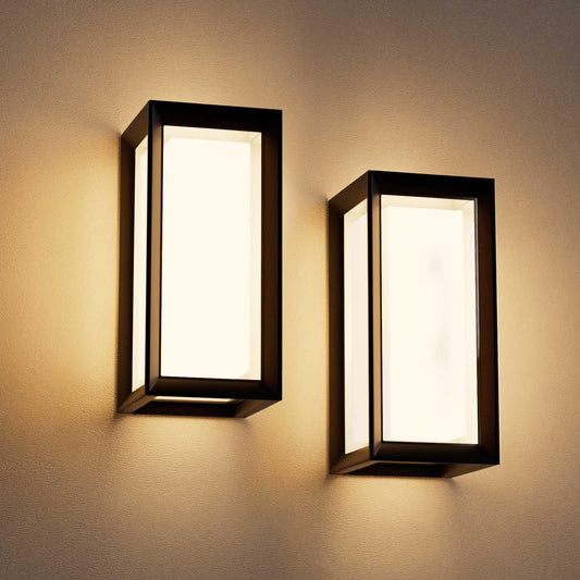 Rynx | Rosykite 18W Led Outdoor Wall Lamps 2-Pack, Waterproof Adjustable White, Modern Rectangle-Cct Fixtures
