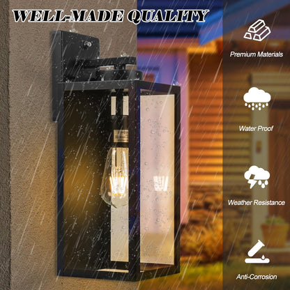 Rynx | Yolsunes 16" Dusk To Dawn Black Outdoor Wall Lamp, Waterproof Rustic Sconce