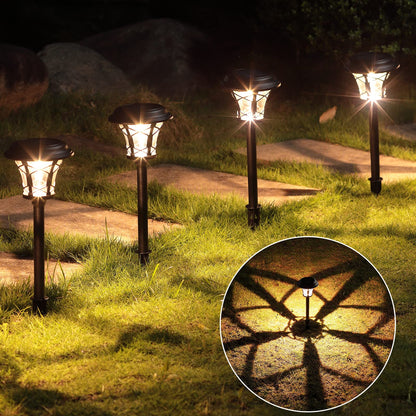 Rynx | Maggift 8 Pack Solar-Powered Path Lights, 25 Lumen SMD LED, Stainless Steel & Glass, Waterproof