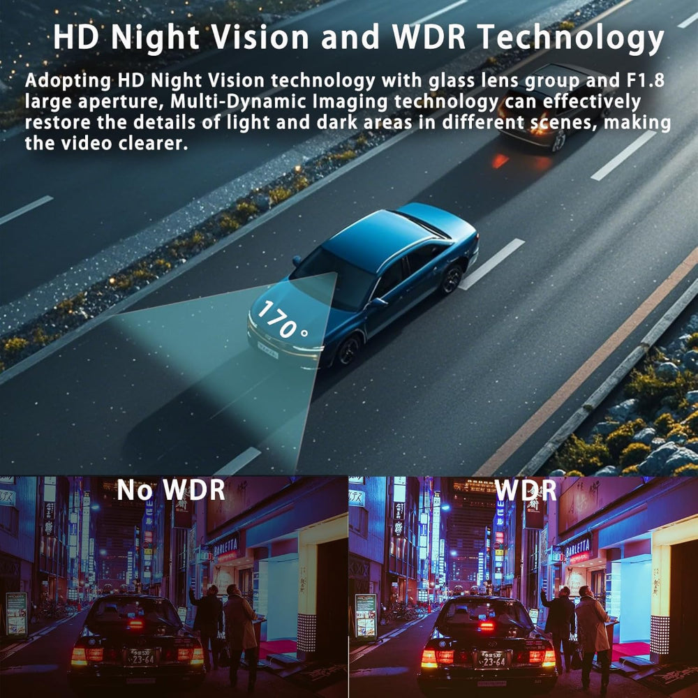 Rynx | Dash Cam Car Dash Camera, 1080P Ultra Wide Angle HD Lens, HD Night Vision Car Surveillance