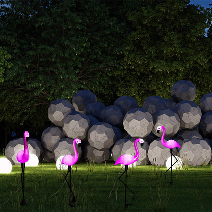 Rynx | Mudder Pink Flamingo Solar Lamps - 3 Pack Waterproof Garden Ornaments For Grass & Terrace Decor