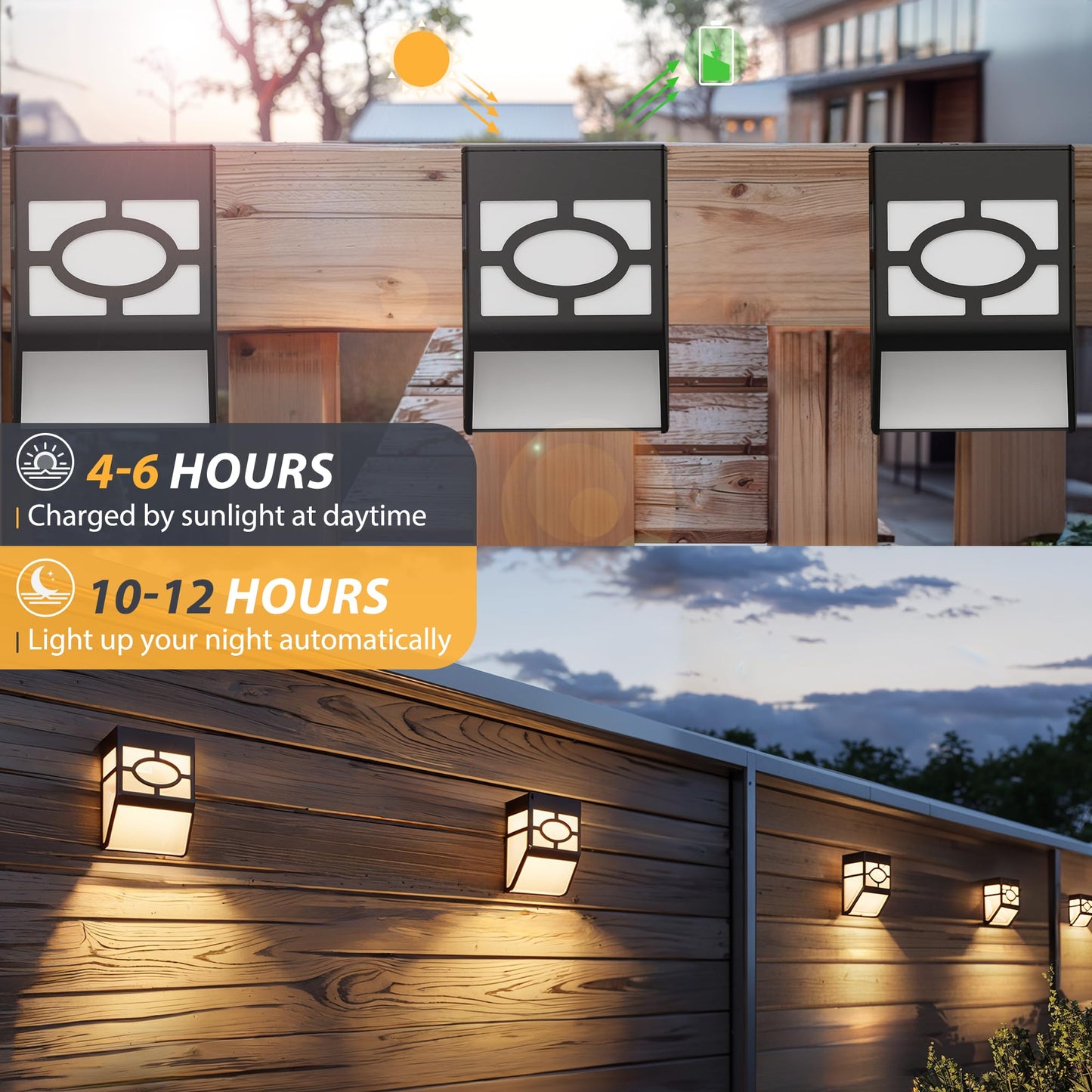 Rynx | Otdair Sunlight Outdoor, Waterproof Led Fence & Deck Lights, 8 Pack, Warm White/Multi-colored