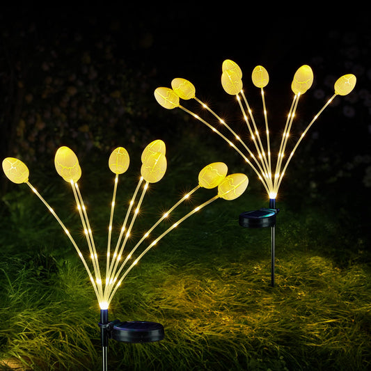 Rynx | Wbao Upgraded Solar Energy Easter Decorations Outdoor, 2 Packs Warm White Swinging Bulb Light With Growing Stem, 2 Modes, High Waterproof