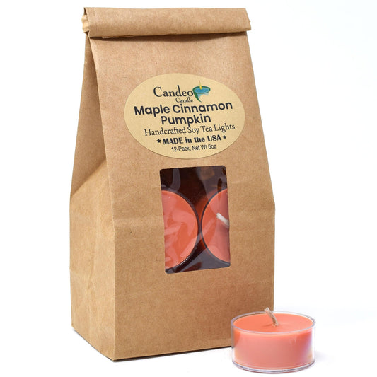 Rynx | Maple Cinnamon Pumpkin Scent - 12 Pack - Scented Candles - Soy Wax Beeswax Blend - Handcrafted In The USA - Candeo Candle - Fall Scents