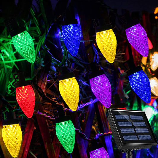 Rynx | Ohwewant 55Ft 100 Led C9 Solar Christmas Lights - Waterproof Multicolored Fairy Lights For Outdoor Decoration