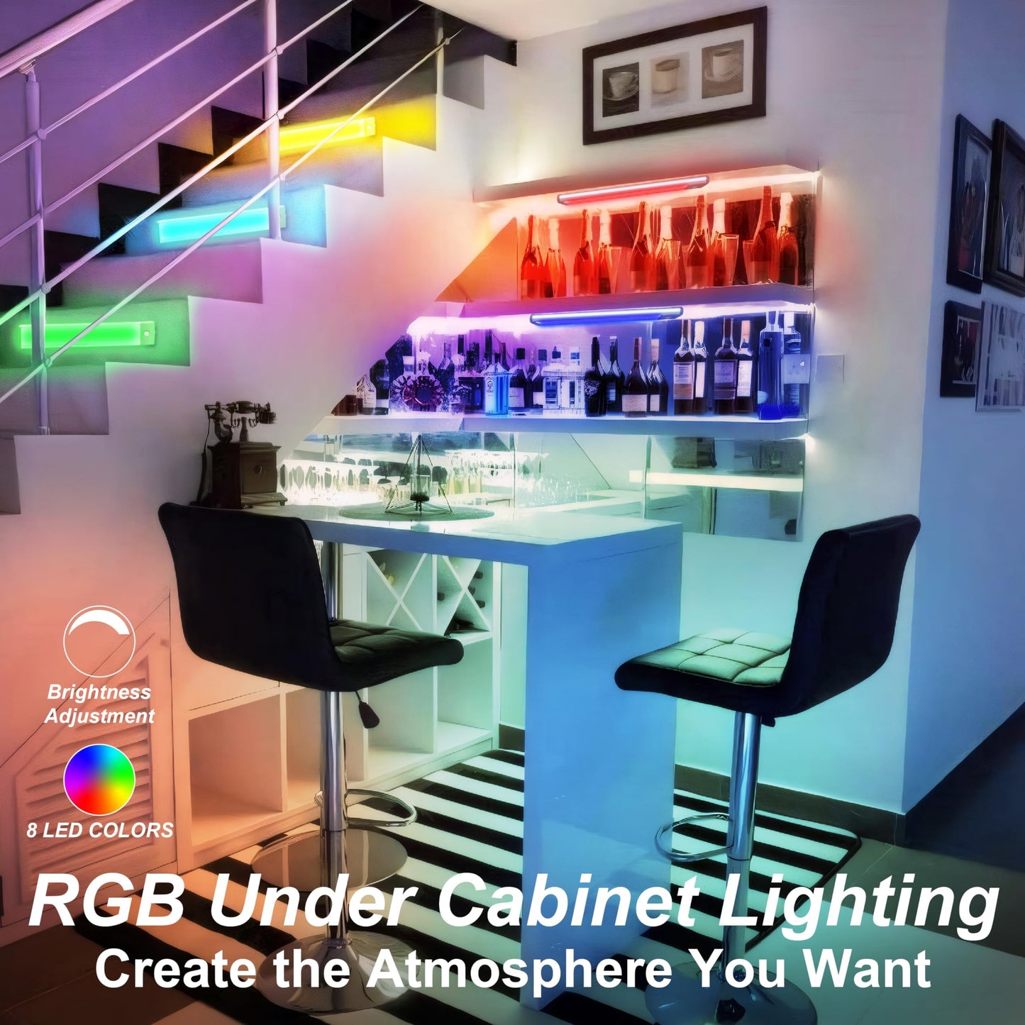 Rynx | Lepotec Rgbw Motion Sensor Night Light - 10'' Wireless Led Under Cabinet Light, Dimmable, 2 Pack
