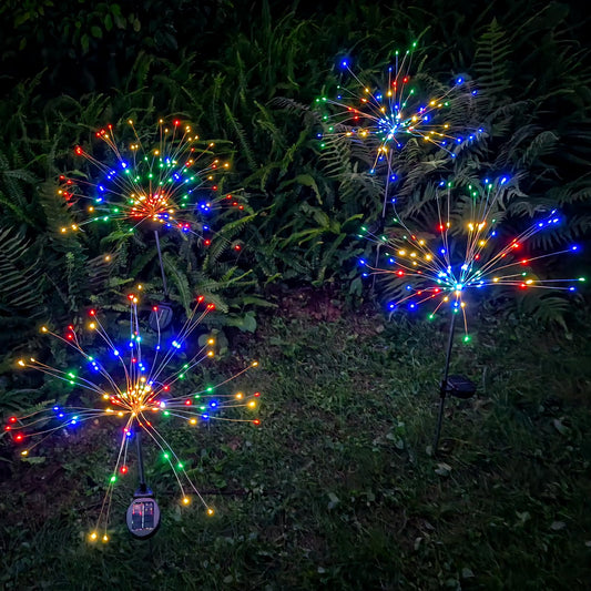 Rynx | Donguli Outdoor Solar Garden Lighting, 120 LEDs 8 Lighting Modes Waterproof Solar Fireworks Light Sprinkler For Terrace Pathway Backyard Farm Path Christmas Decorations, Colorful (4 Pack)