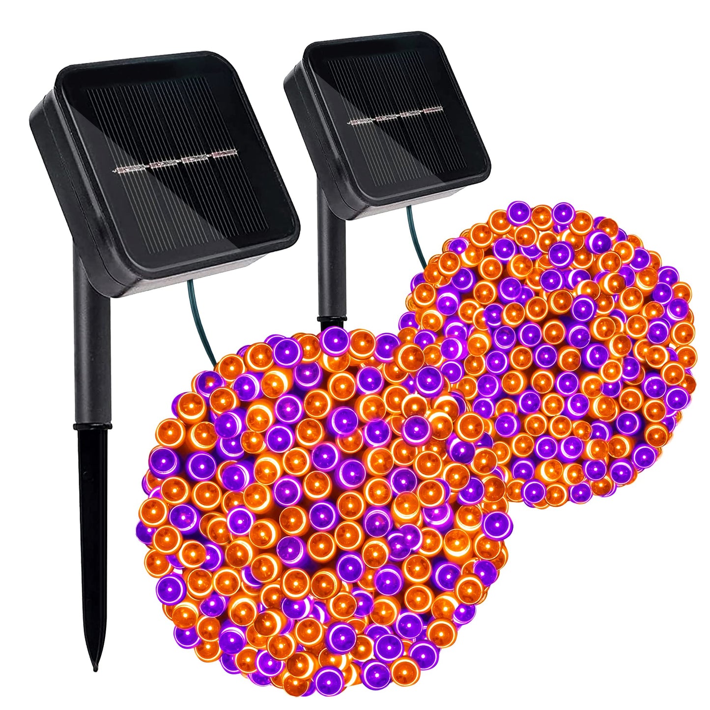 Rynx | Kemooie 2 Pack 240 Led 78Ft Halloween Solar Energy Lights Outdoor, Solar Powered With 8 Modes Waterproof Lights For Bedroom Patio Garden Tree Party Yard Decoration (Orange And Purple)