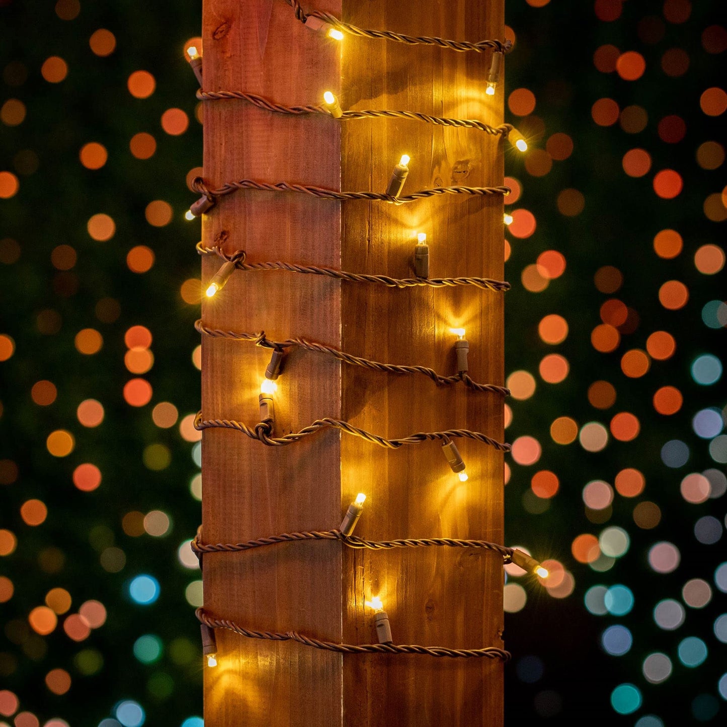 Rynx | Holiday Lights 50Ft 100 Led Warm White Outdoor Christmas Lights, Brown Wire, UL Listed