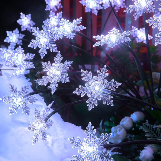 Rynx | Brightown Christmas lights for the outdoor path - 4 pack 48 LED Christmas snowflake lights outdoor with 2 light modes, waterproof fir