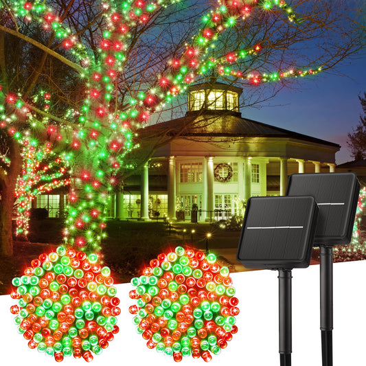 Rynx | Minetom Solar Powered Christmas Lights Outdoor Waterproof, 2 Pack Total 80Ft 200 Led Solar Lights With 8 Modes, Solar Powered Christmas Lights Outdoor Decoration, Solar Light Sources For Garden Shed Wood, Red & Green