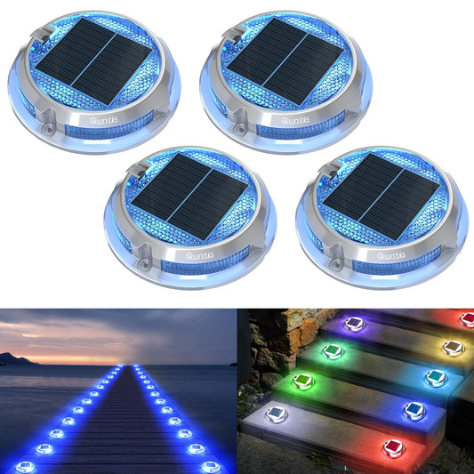 Rynx | Quntis Rgb Solar Cell Deck Light 4 Pack, 11 Lighting Modes Solar Cell Driveway Light Outdoor Waterproof Ip68, Step And Deck Light For Ou