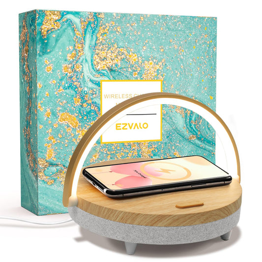 Rynx | Ezvalo Birthday Gifts For Women, Music Table Lamp With Wireless Charger, 4 In 1 Touch Nightstand Lamp, Bluetooth Speaker, Phone Holders