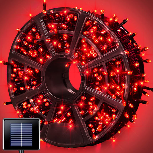 Rynx | Jmexsuss 600 LED Red Solar Christmas Lights, 206.7Ft Red Christmas Lights Outdoor Waterproof, 8 Modes Red Solar Lights For Outdoor Patio House Tree Fest Xams Christmas Decorations