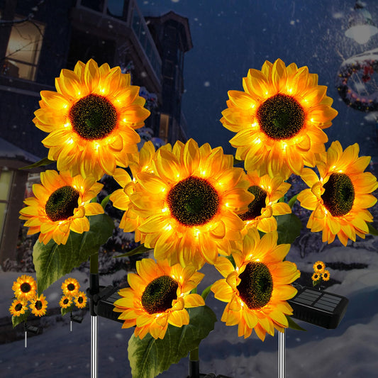 Rynx | Nooneast 3 Pack Sunflower Light Sources - Yellow Led Waterproof Garden Decoration For Terrace & Garden