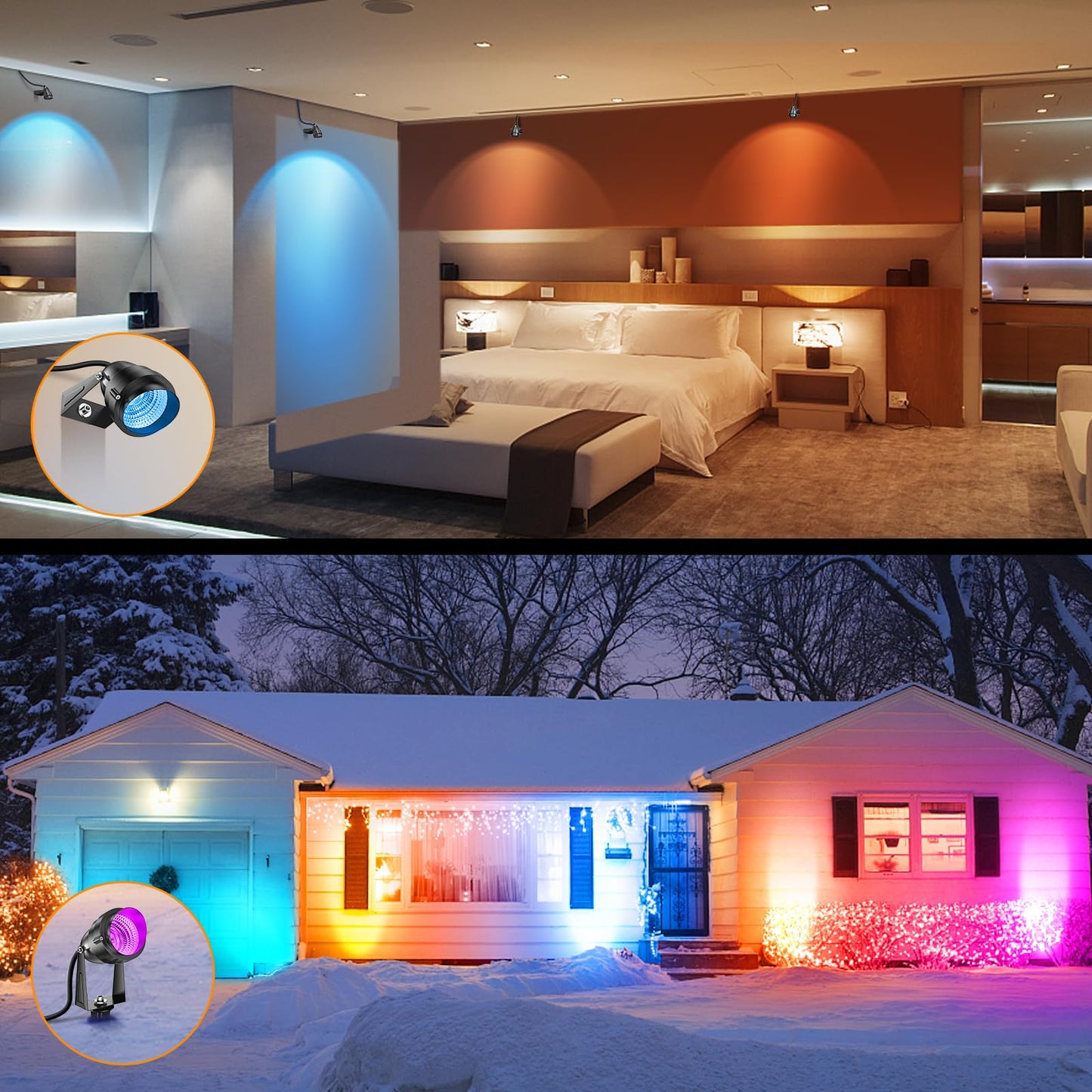 Rynx | Vacuum Cleaner 1500Lm Rgb Led Landscape Light, 15W Waterproof Spotlights With Remote Control - 2 Pack