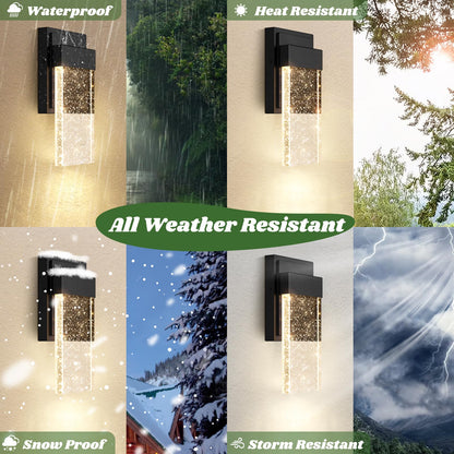 Rynx | Beslowe Waterproof Outdoor Wall Lamp, Crystal Bubble Glass, 10W LED Wall Lamp, 3000K