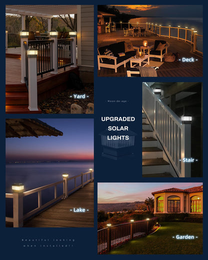 Rynx | Moon-De-Age Solar Post Light, 50 Lumen Led, 3 Modes, Waterproof, 4X4, Black,
