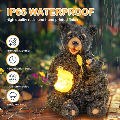 Rynx | Gigalumi Solar Energy Garden Bear Statue - Outdoor Garden Decor, Unique Gift For Mom & Women