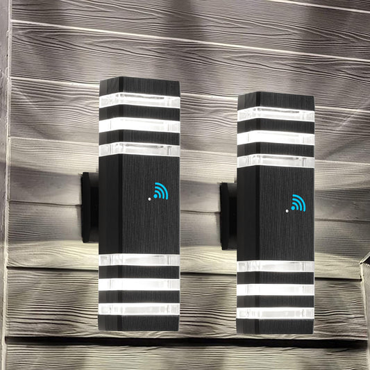 Rynx | Zsmaiku Modern Outdoor Wall Lamps, Twilight to Dawn, 14W Ip65, Warm White, 2 Pack, Black