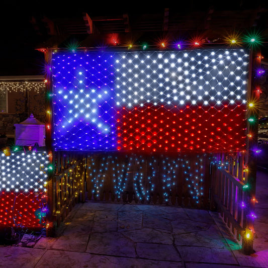 Rynx | Leisure World Led Texas Flag Net Light - 384 Patriotic Lights For Outdoor Decor, 8 Modes