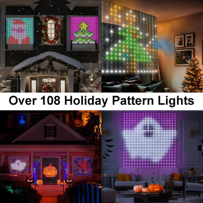Rynx | Dealbeta Smart Curtain Lights, 400 Led Music Sync Light, 6.6Ft X 6.6Ft, App &
