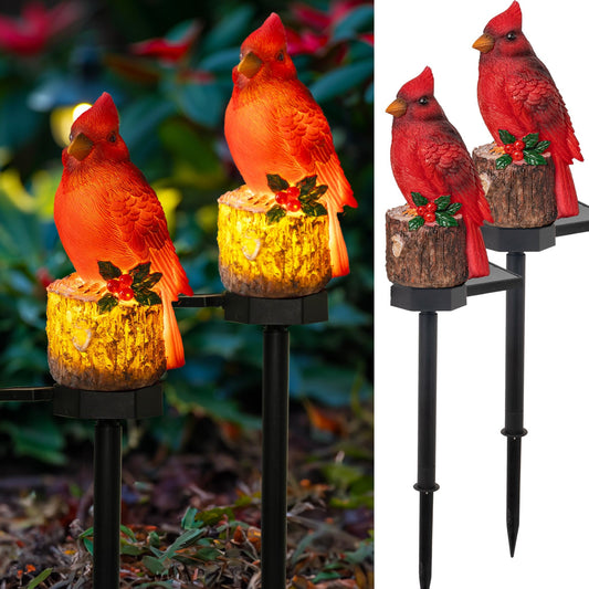Rynx | Dazzle Bright 2 Pack 22.5 In Cardinal Bird Solar Lights, Red Bird Solar Powered Lights Cardinal Garden Stake Light For Christmas