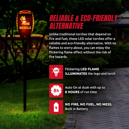 Rynx | Sporticulture Ncaa Ole Miss Led Tiki Torch - 36" Waterproof Flaming Light For Outdoor Decor