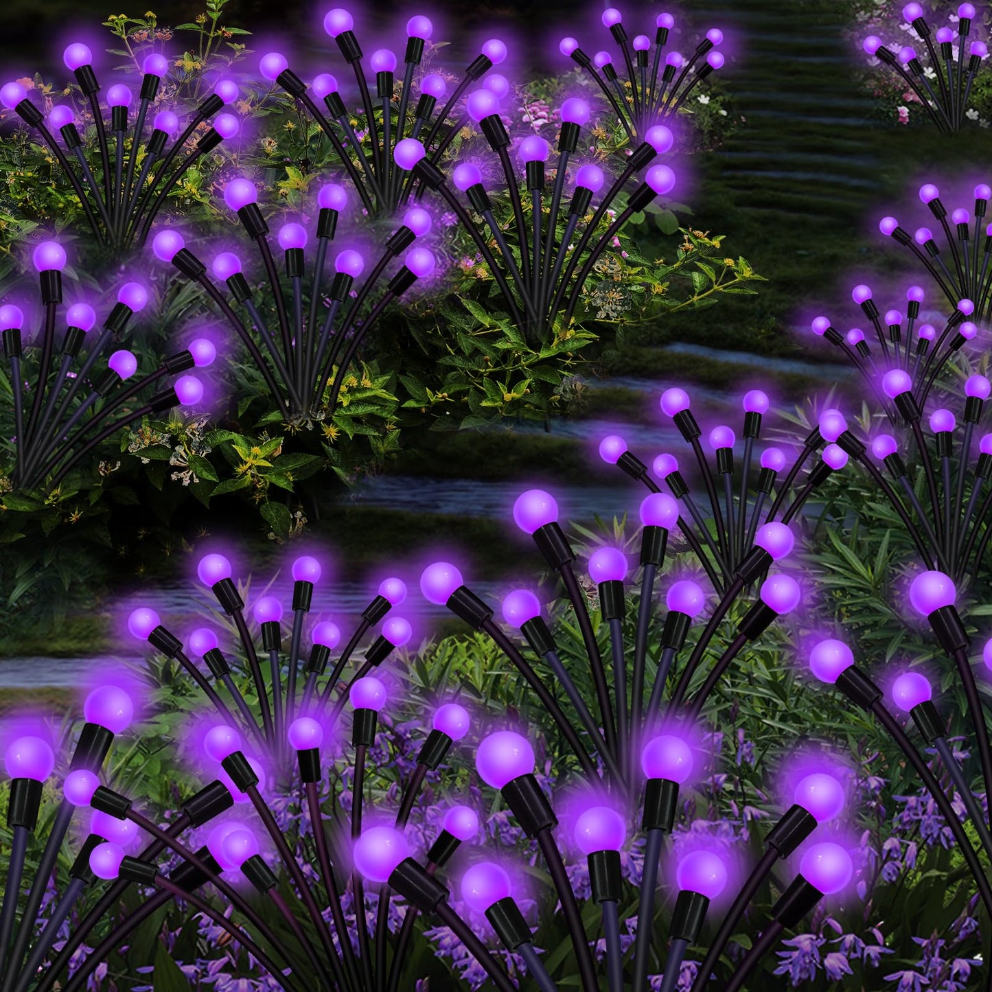 Rynx | Kohlrabi Solar Garden Light, 20 LED Purple Glittering, Waterproof 2 Pack for Garden & Terrace Decor