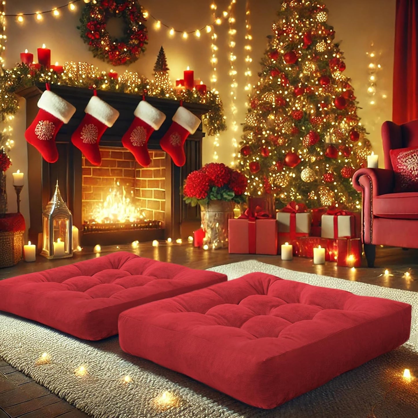 RYNX | Set of 2 Luxury Meditation Cushions Red