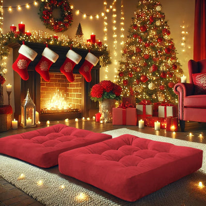 RYNX | Set of 2 Luxury Meditation Cushions Red