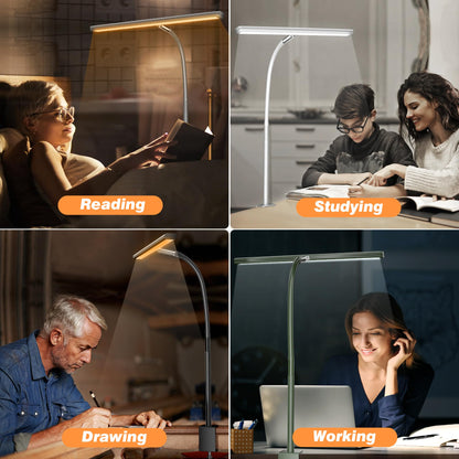 Rynx | Airlonv LED Desk Lamp, Eye-Friendly Light With Stepless Dimmer, Flexible Goose Neck, White