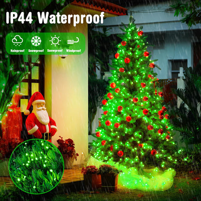 Rynx | Jmexsuss 250 LED Waterproof Christmas Lights, 91.5Ft Green, 8 Modes For Outdoor Decor