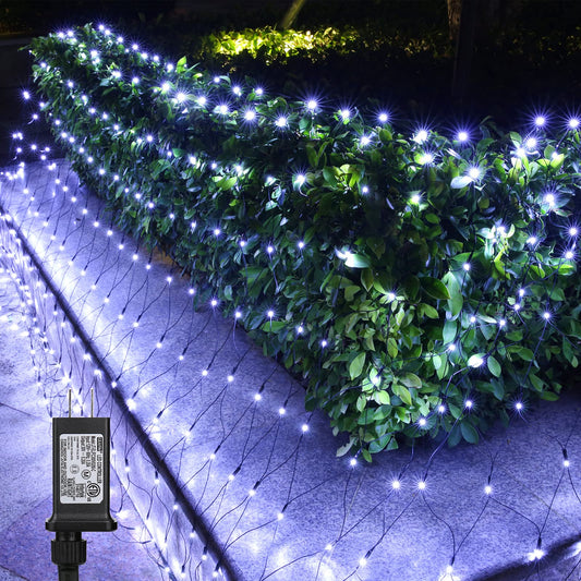 Rynx | Lyhope 12Ft X 5Ft 360 Led Christmas Net Lights, 8 Modes Low Voltage Green Wire Christmas Decoration Lights For Christmas Trees, Bushes, Weddings, Gardens, Outdoor, Indoor Decor (Clear White)