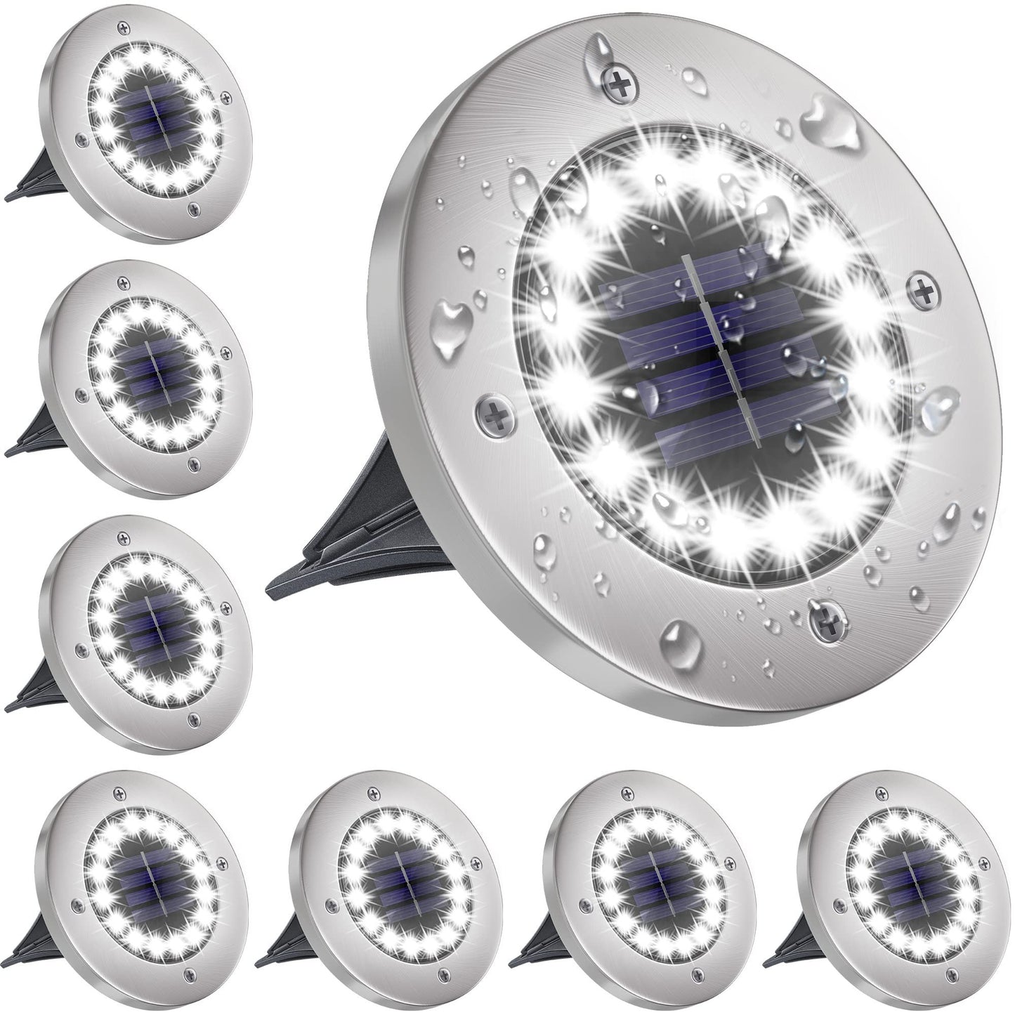 Rynx | Nfesolar 16 Led Solar Light - Waterproof Path Light for Pathway, Garden, Yard (White, 8 Pack)