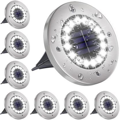Rynx | Nfesolar 16 Led Solar Light - Waterproof Path Light for Pathway, Garden, Yard (White, 8 Pack)
