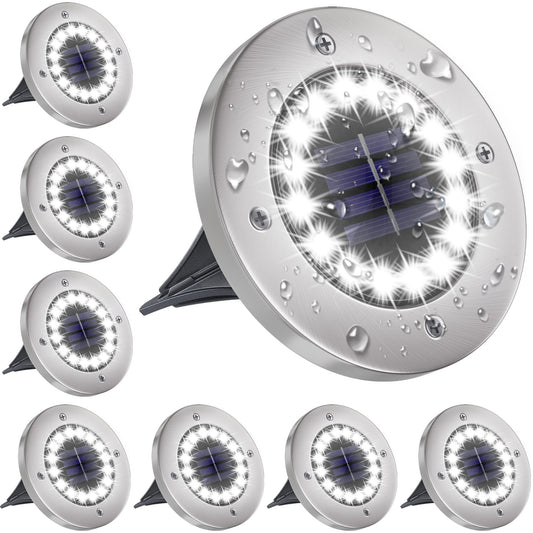 Rynx | Nfesolar 16 Led Solar Light - Waterproof Path Light for Pathway, Garden, Yard (White, 8 Pack)
