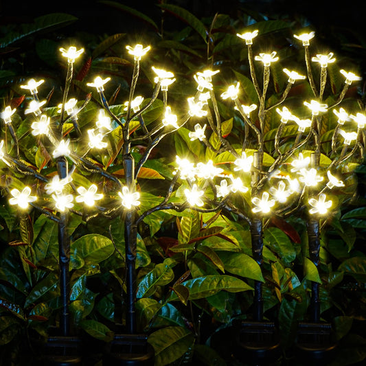 Rynx | Iueecen Solar lamps Garden Light Decorative, Solar outdoor light Waterproof 4 Pack, 80 Led Solar flower lights Garden decor, Outdoor solar lights for Yard, Path, Lawn, Solar garden decorations