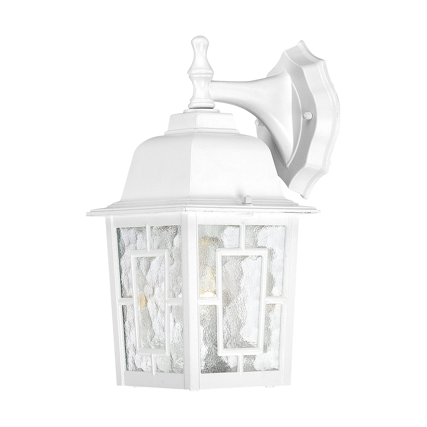 Rynx | Nuvo Lighting 60/4921 Banyon Single Light Wall Lamp/Arm Down 100 Watt A19 Max. Clear Water Glass White Outdoor Fixture